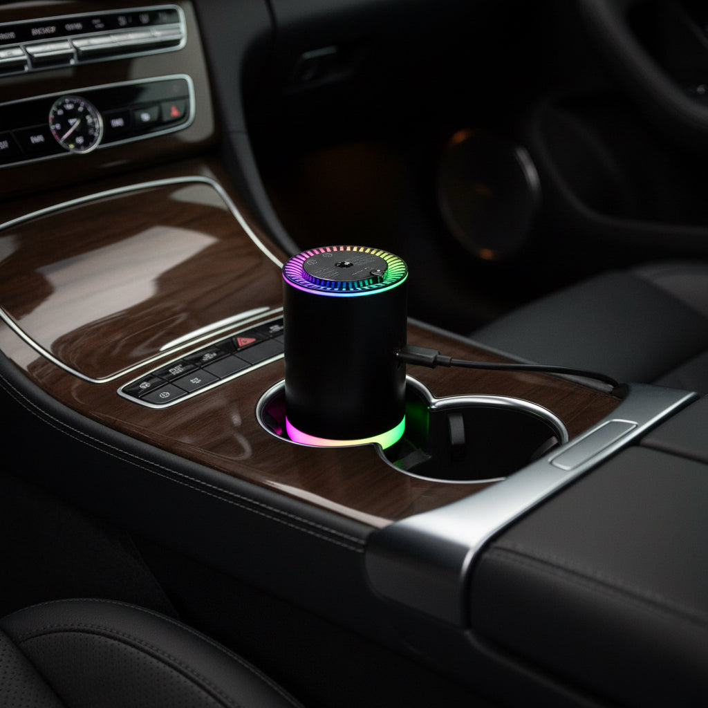 Transforma cada viaje en una experiencia de lujo con este difusor ultrasónico premium para auto. Diseñado para encajar perfectamente en el portavasos o en el portón de la puerta, este dispositivo compacto libera una bruma fina y constante de tus aceites esenciales favoritos.
Elimina instantáneamente el olor a humedad, tabaco o comida, manteniendo tu vehículo fresco, relajante y con un aroma sofisticado las 24 horas. Cuenta con conexión USB universal y apagado inteligente de seguridad para un uso sin preocup